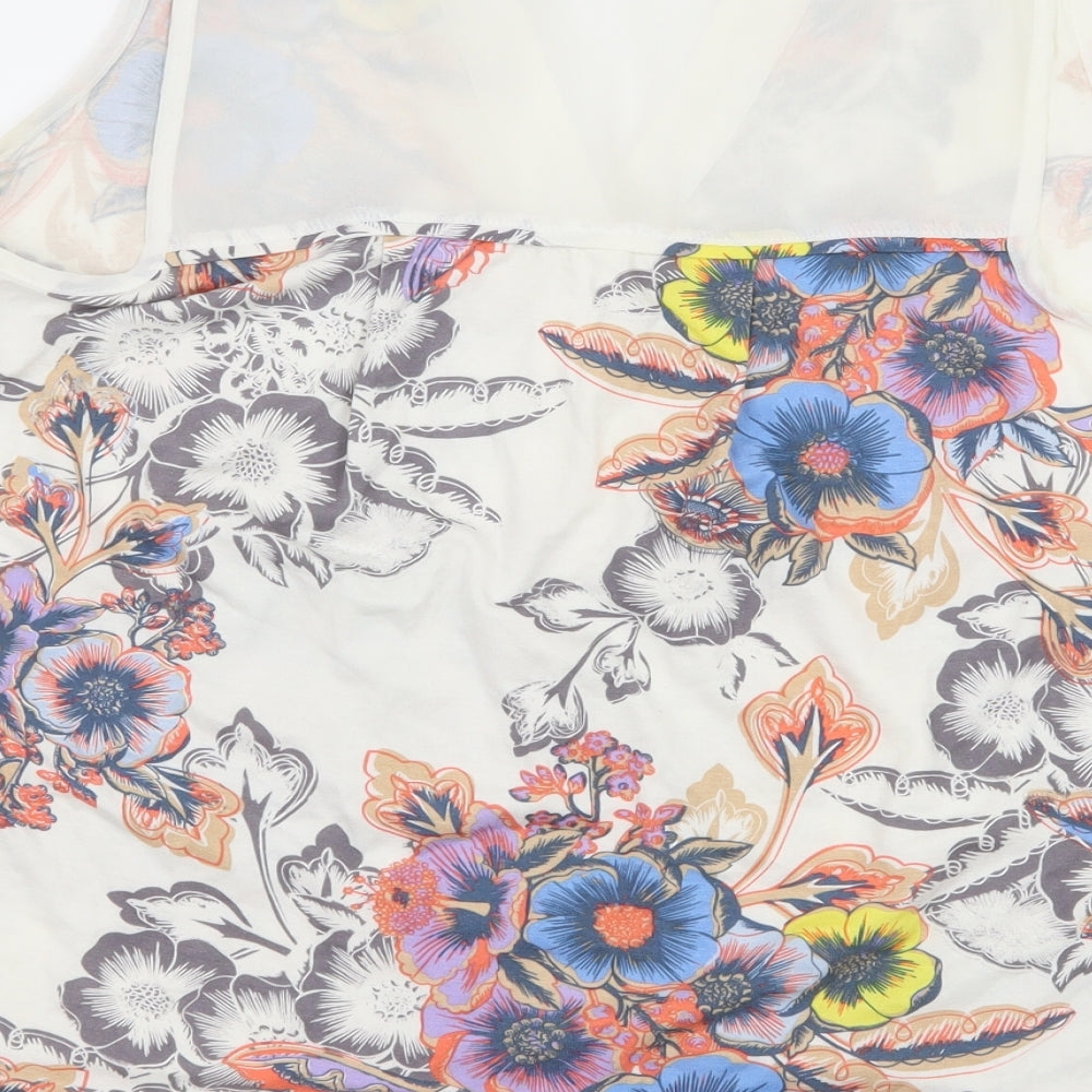 NEXT Womens Ivory Floral Jersey Basic T-Shirt Size 6