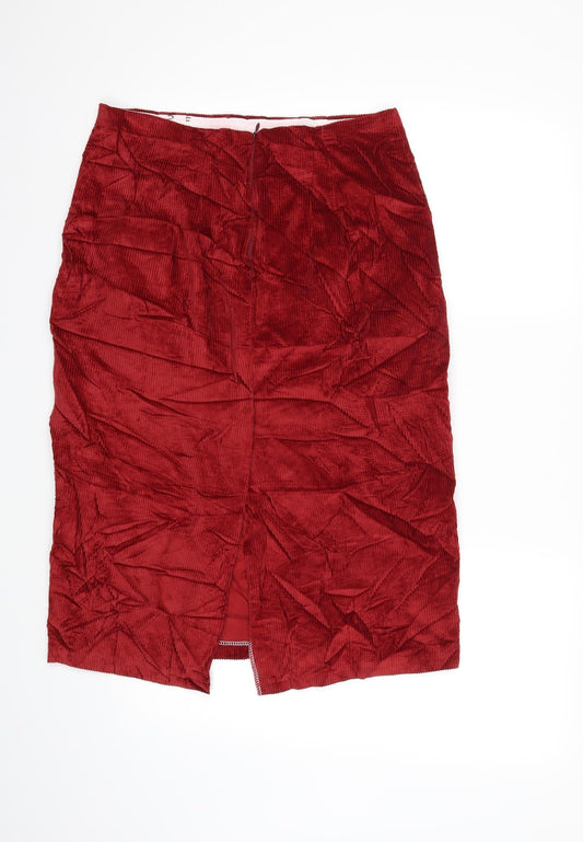 Preworn Womens Red Corduroy Straight & Pencil Skirt Size 30 in