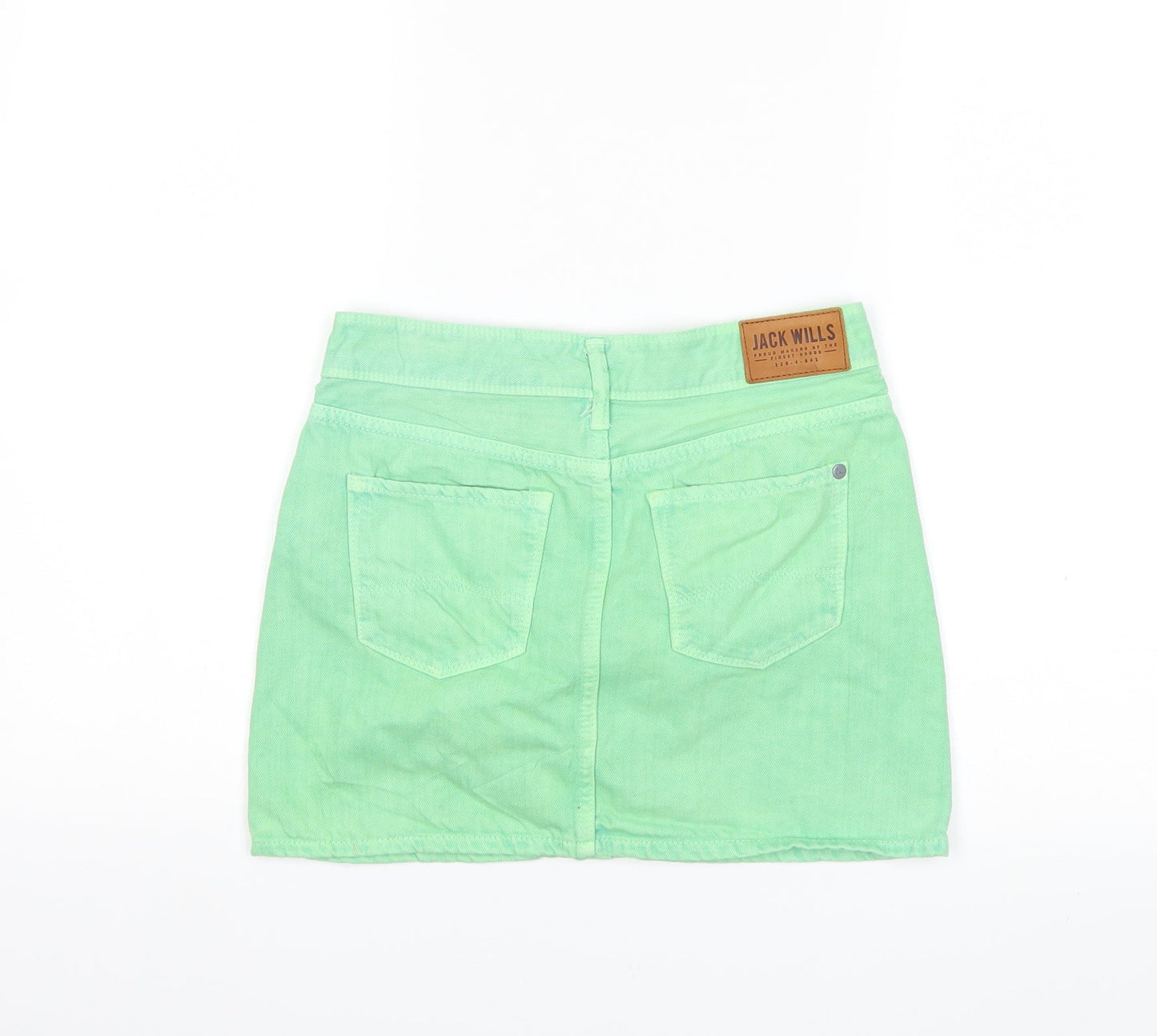 Jack Wills Womens Green Denim Mini Skirt Size 6