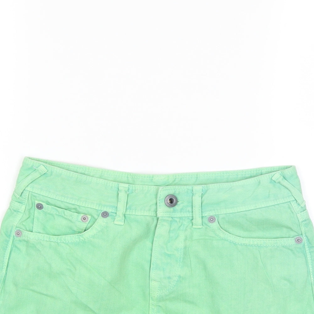 Jack Wills Womens Green Denim Mini Skirt Size 6