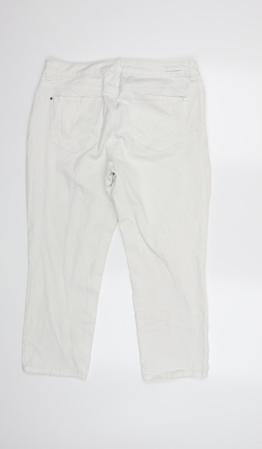 Blue 73 Womens White Denim Straight Jeans Size 14 L23 in