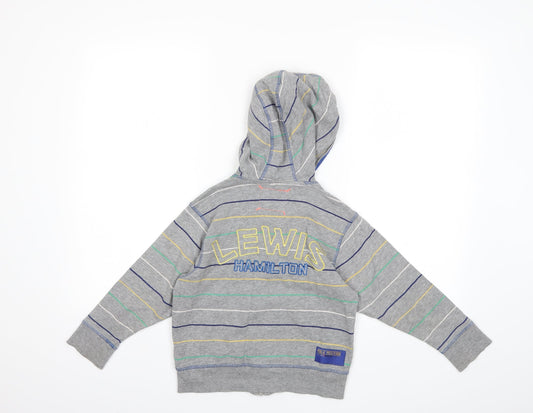 Marks and Spencer Boys Grey Striped Full Zip Hoodie Size 3-4 Years - lewi's hamilton