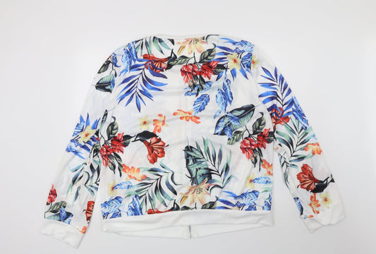 Preworn Womens White Floral Jacket Size 2XL