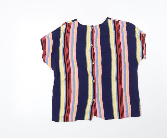 Warehouse Womens Blue Striped Basic Blouse Size 12