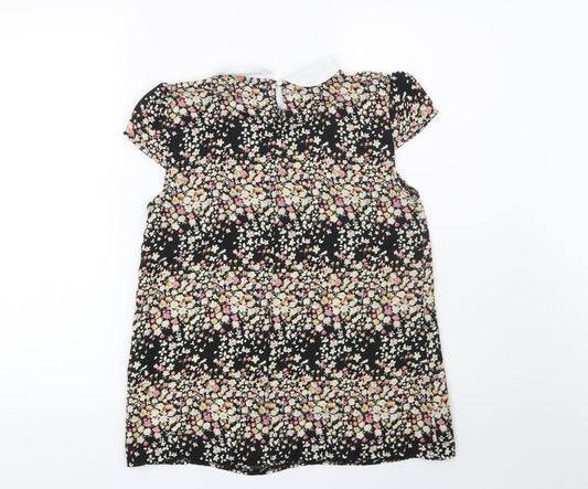 New Look Womens Black Floral Basic Blouse Size 8