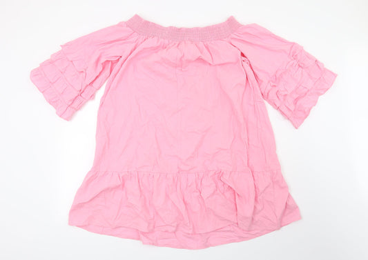 Preworn Womens Pink Basic Blouse Size 2XL