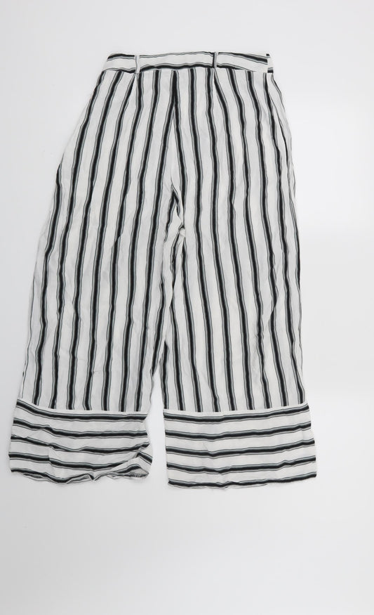 New Look Womens White Striped Trousers Size 10 L23 in