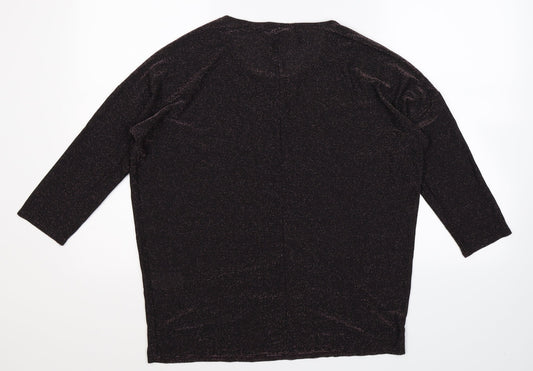 Warehouse Womens Black Basic T-Shirt Size 14