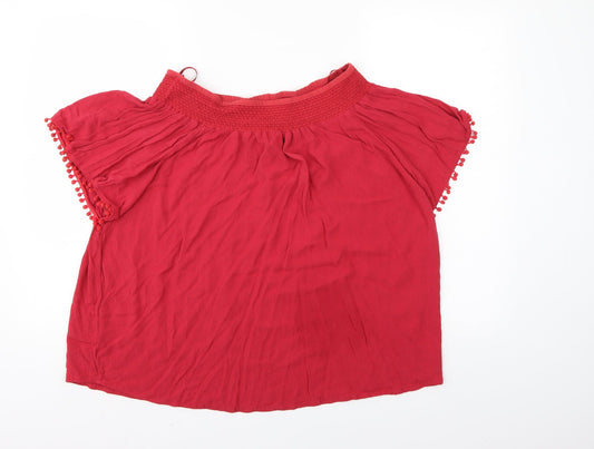 Peacocks Womens Red Basic Blouse Size 16