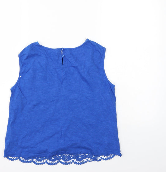 Lottie Womens Blue Geometric Basic Blouse Size 12