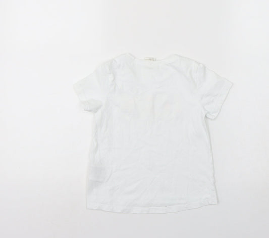 H&M Girls White Basic T-Shirt Size 2-3 Years