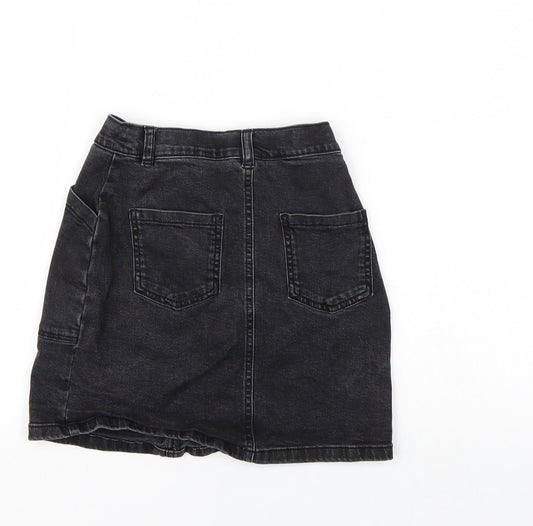Nutmeg Girls Black Denim A-Line Skirt Size 10-11 Years