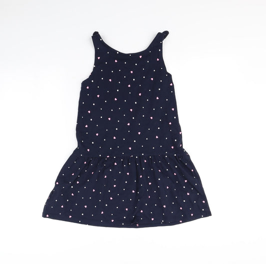 H&M Girls Blue Polka Dot Fit & Flare Size 8 Years