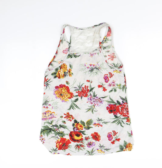 Preworn Womens Grey Floral Basic Tank Size S