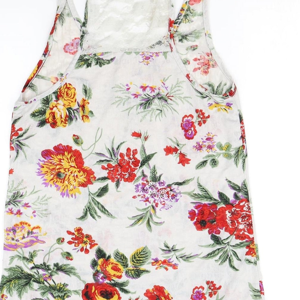 Preworn Womens Grey Floral Basic Tank Size S