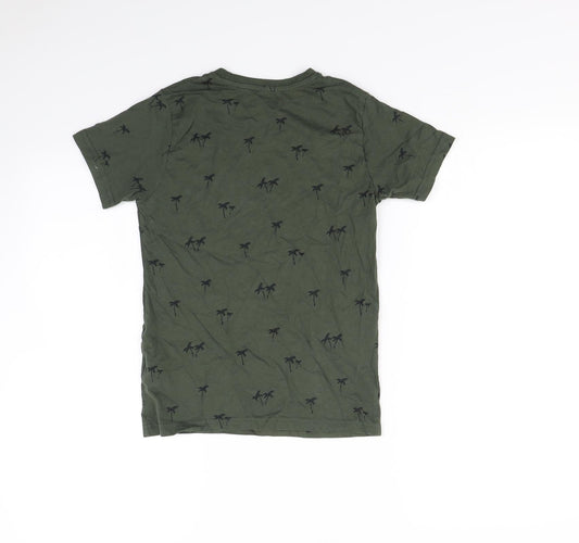 Primark Boys Green Spotted Basic T-Shirt Size 8 Years - Palm Tree