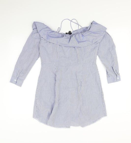 Topshop Womens Blue Striped Mini Size 12