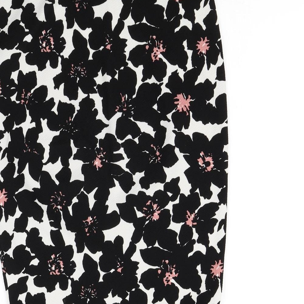 New Look Womens Black Floral Rayon Straight & Pencil Skirt Size 10