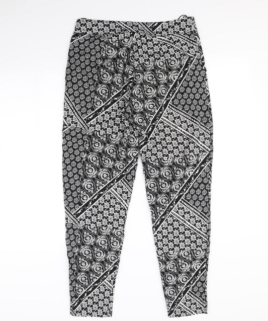 Miss Selfridge Womens Black Geometric Trousers Size 10 L30 in