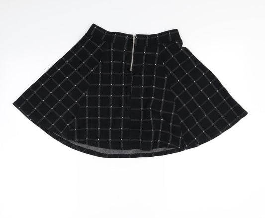 Divided Womens Black Plaid Flare Skirt Size S