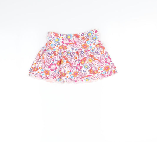 Preworn Girls White Floral Mini Skirt Size 6 Years