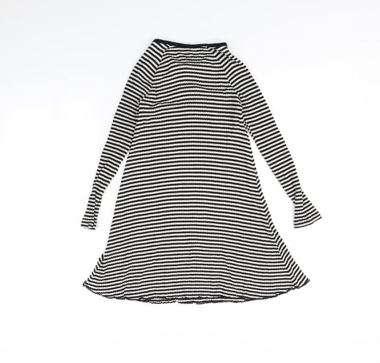 m&S Girls Black Striped Jumper Dress Size 7 Years