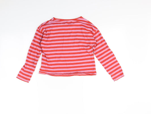 TU Girls Orange Striped Basic T-Shirt Size 9 Years