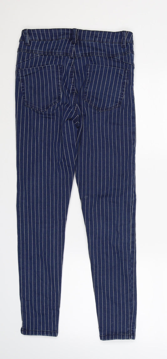 Denim Co Womens Blue Striped Denim Skinny Jeans Size 8 L26 in