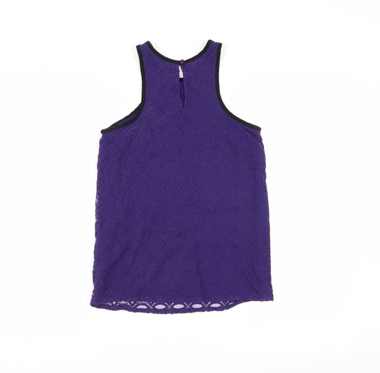 NEXT Womens Purple Basic Blouse Size 8 - lace detail