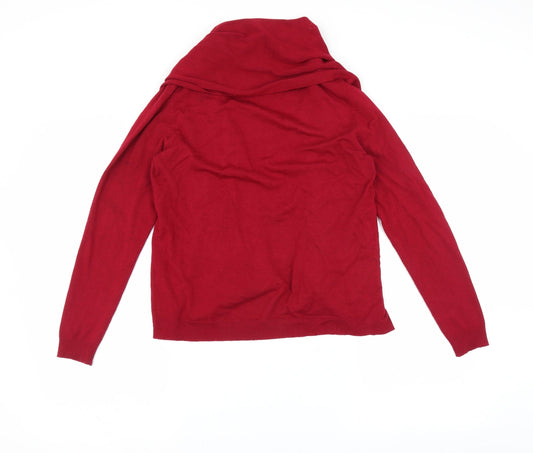 M&Co Womens Red Cardigan Jumper Size M