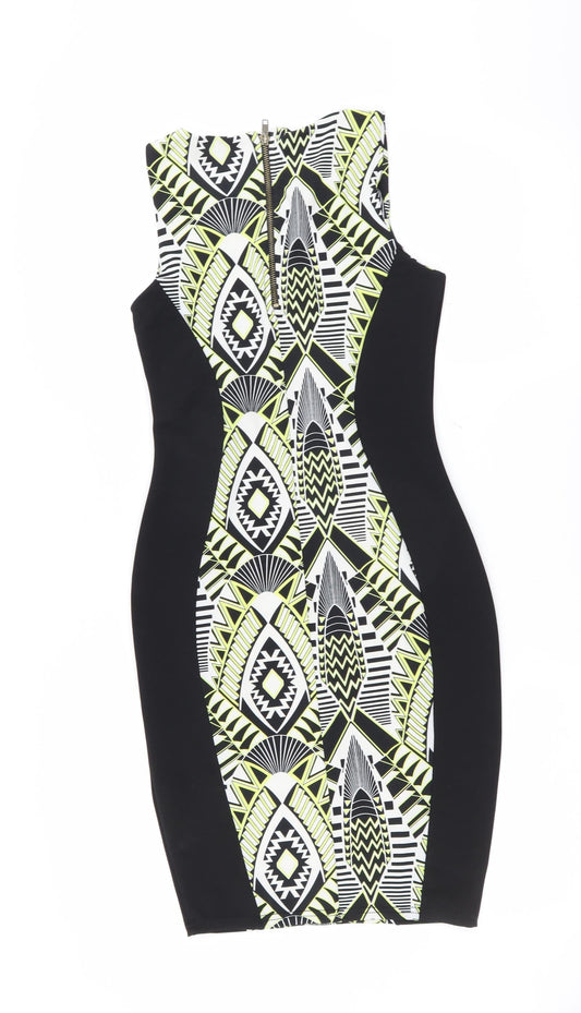 Internationale Womens Black Geometric Bodycon Size 10