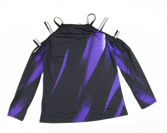 SHEILAY Womens Black Basic Blouse Size S - cold shoudler