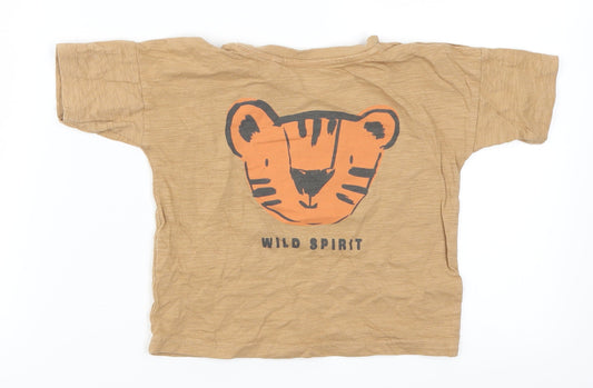 George Boys Brown Basic T-Shirt Size 12-18 Months - See the Good In Ever Day Tiger