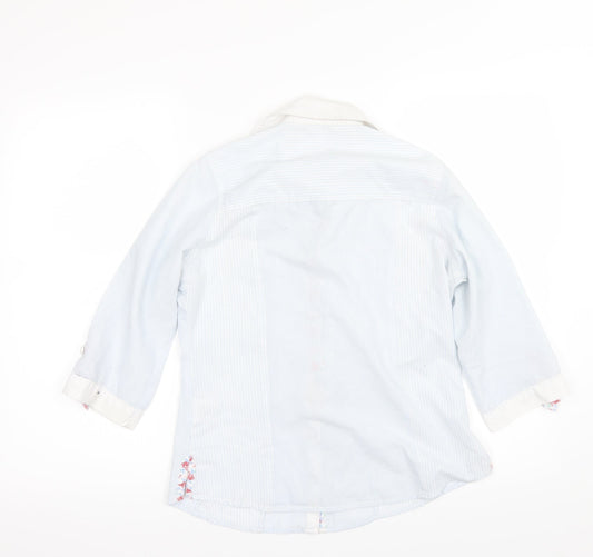 Lee Cooper Womens Blue Striped Basic Button-Up Size 8