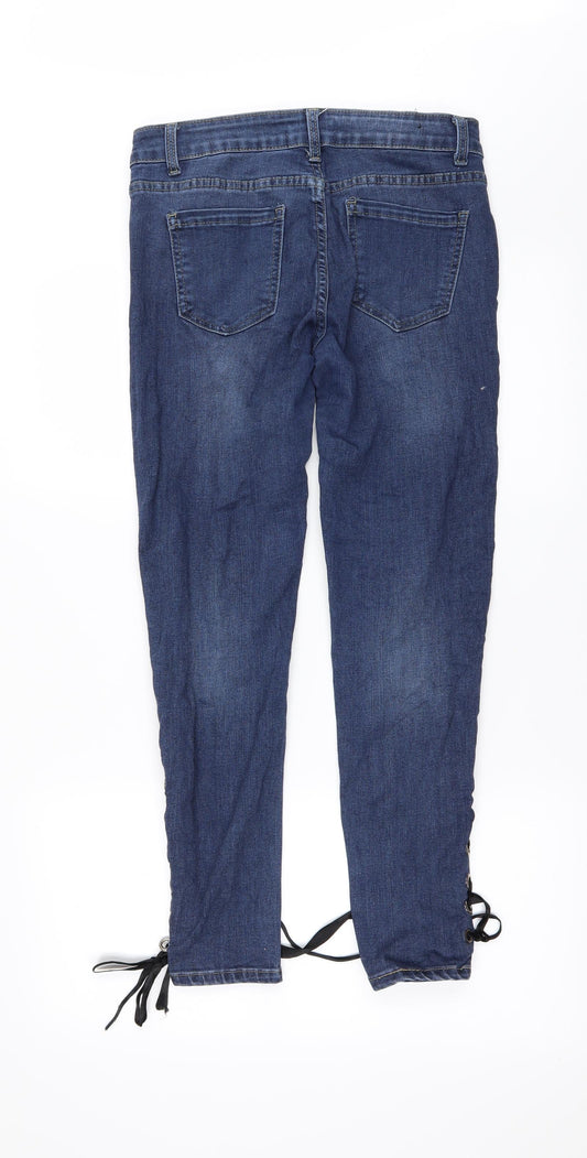 REDAIL Womens Blue Denim Skinny Jeans Size 10 L28 in - Ankle Slits