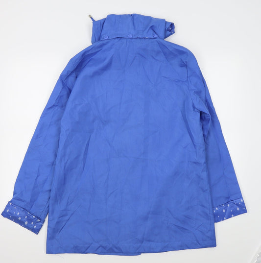 Anne De Lancay Womens Blue Polka Dot Rain Coat Coat Size 10