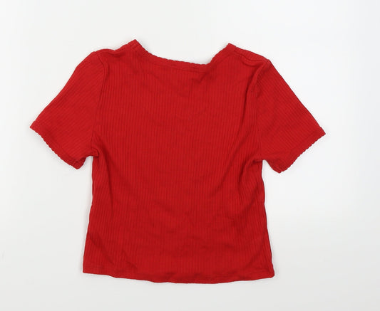 Topshop Womens Red Basic T-Shirt Size 8
