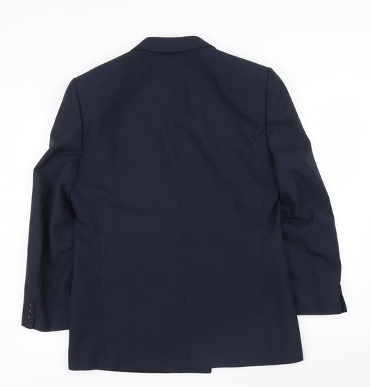 WAYNE HENNINGS Mens Blue Jacket Suit Jacket Size 40