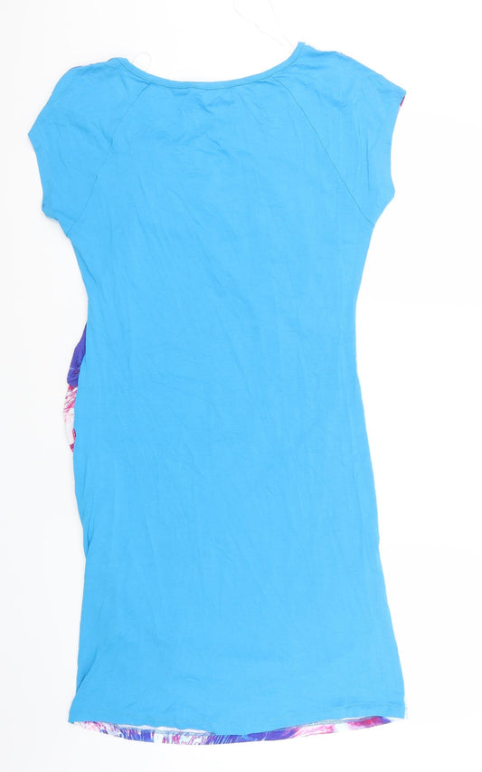 Chianti Womens Blue Geometric T-Shirt Dress Size 12