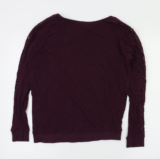 New Look Womens Purple Floral Pullover Jumper Size 8