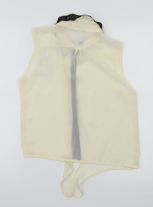 Candy Couture Womens Ivory Basic T-Shirt Size 14