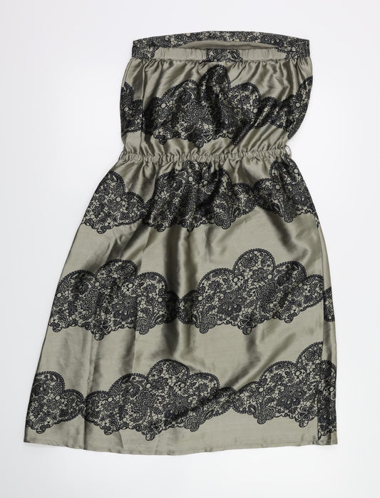 Topshop Womens Grey Fair Isle Fit & Flare Size 8