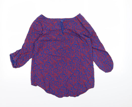 Papaya Womens Blue Floral Basic Blouse Size 8