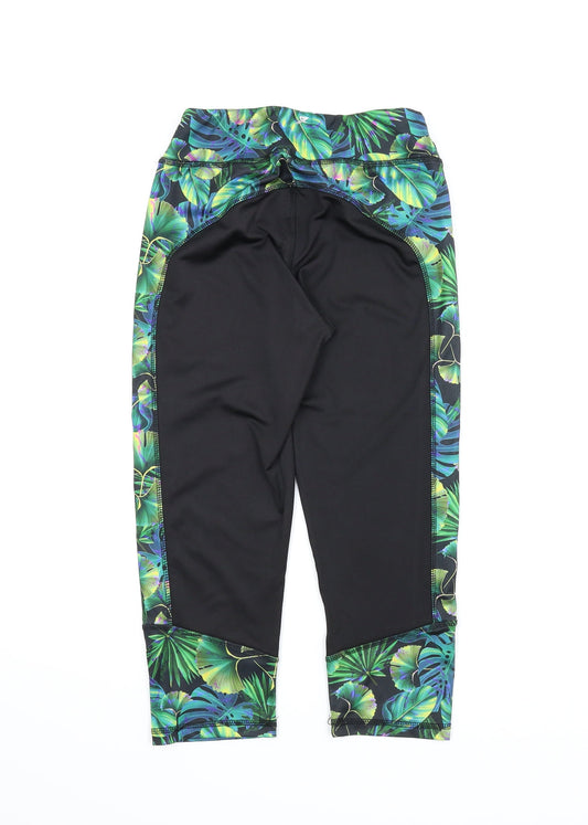 Workout Womens Black Floral Compression Shorts Size 8