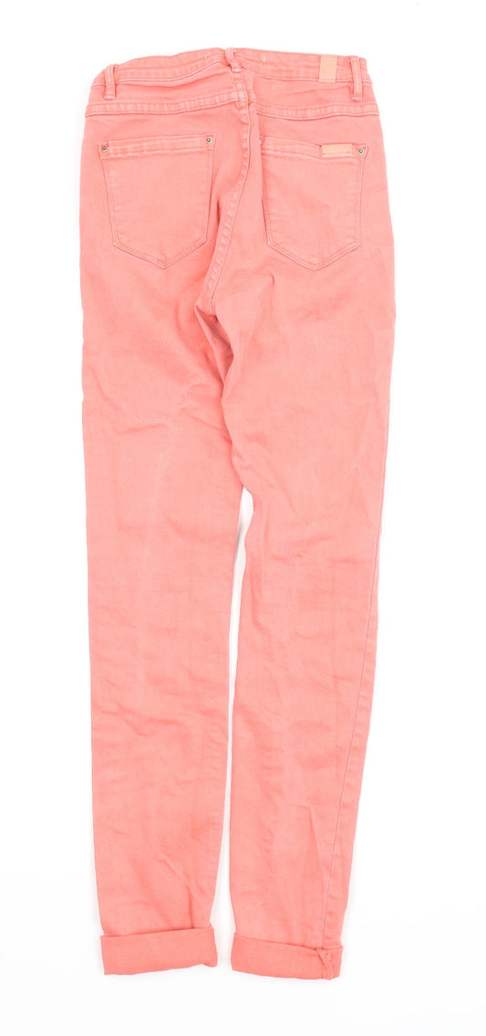 Queen Hearts Womens Pink Denim Skinny Jeans Size XS L25 in