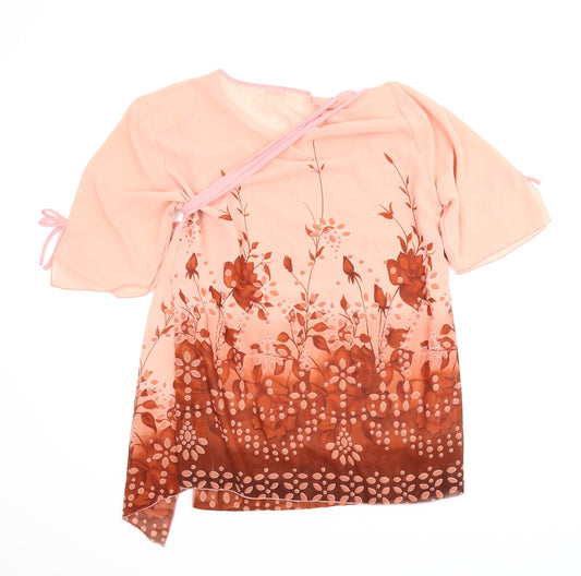 ZYL Womens Pink Floral Basic Blouse Size 2XL
