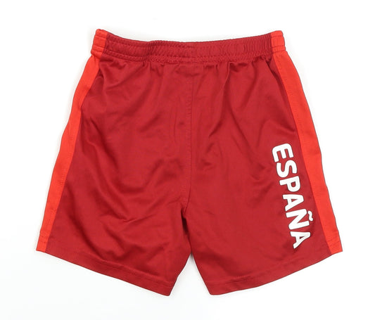 UEFA Euro 2016 Boys Red Colourblock Sweat Shorts Size 7-8 Years - Spain