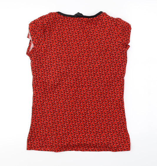Dorothy Perkins Womens Red Floral Basic T-Shirt Size 12