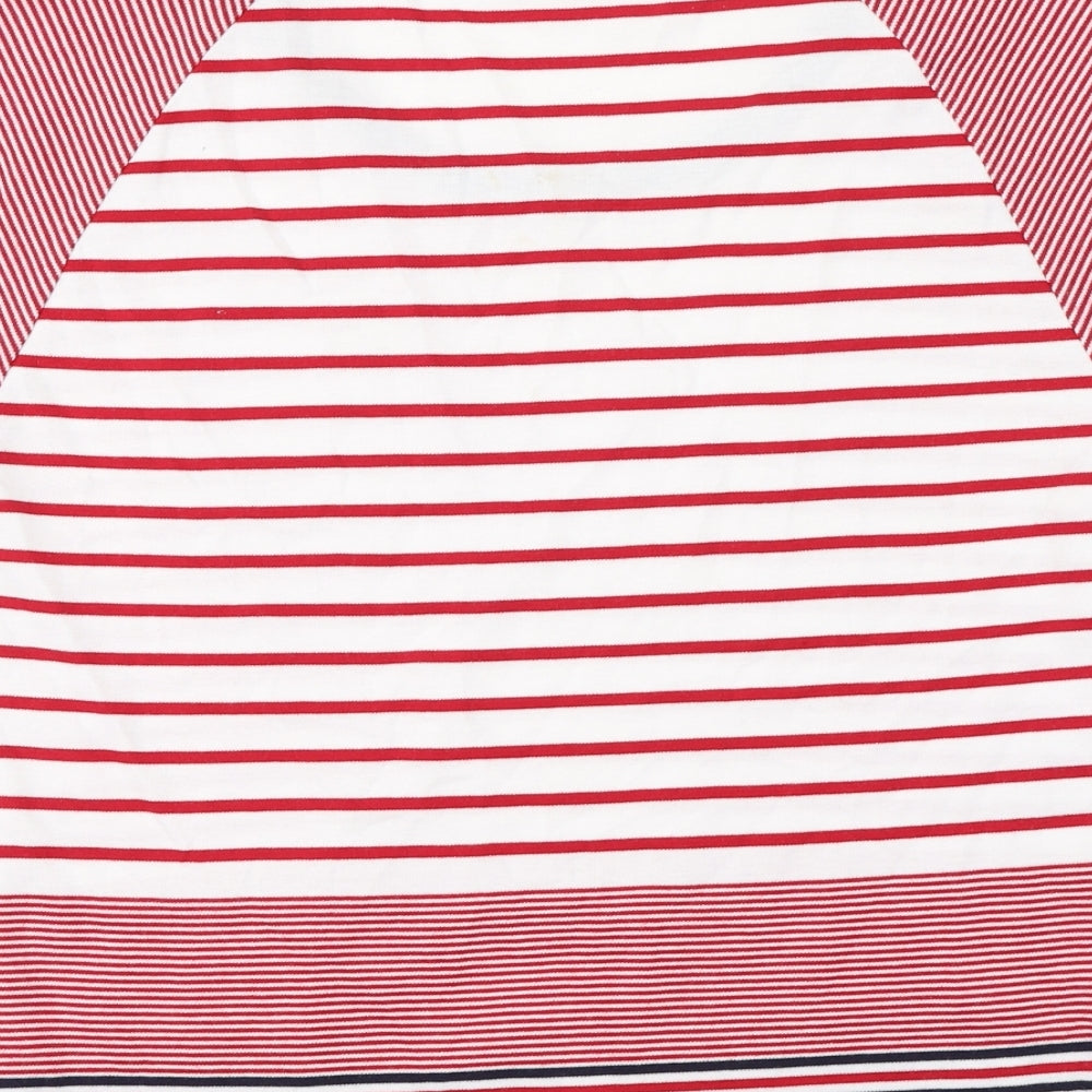 David Emmanuel Womens White Striped Basic T-Shirt Size 14