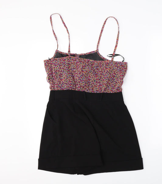 Heaven Womens Black Floral Jumpsuit One-Piece Size 10